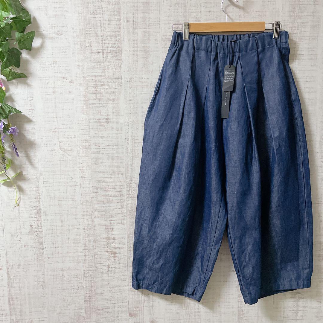 【新品】 ミズイロインド リネン ガウチョ バルーン ワイド パンツ プリーツ