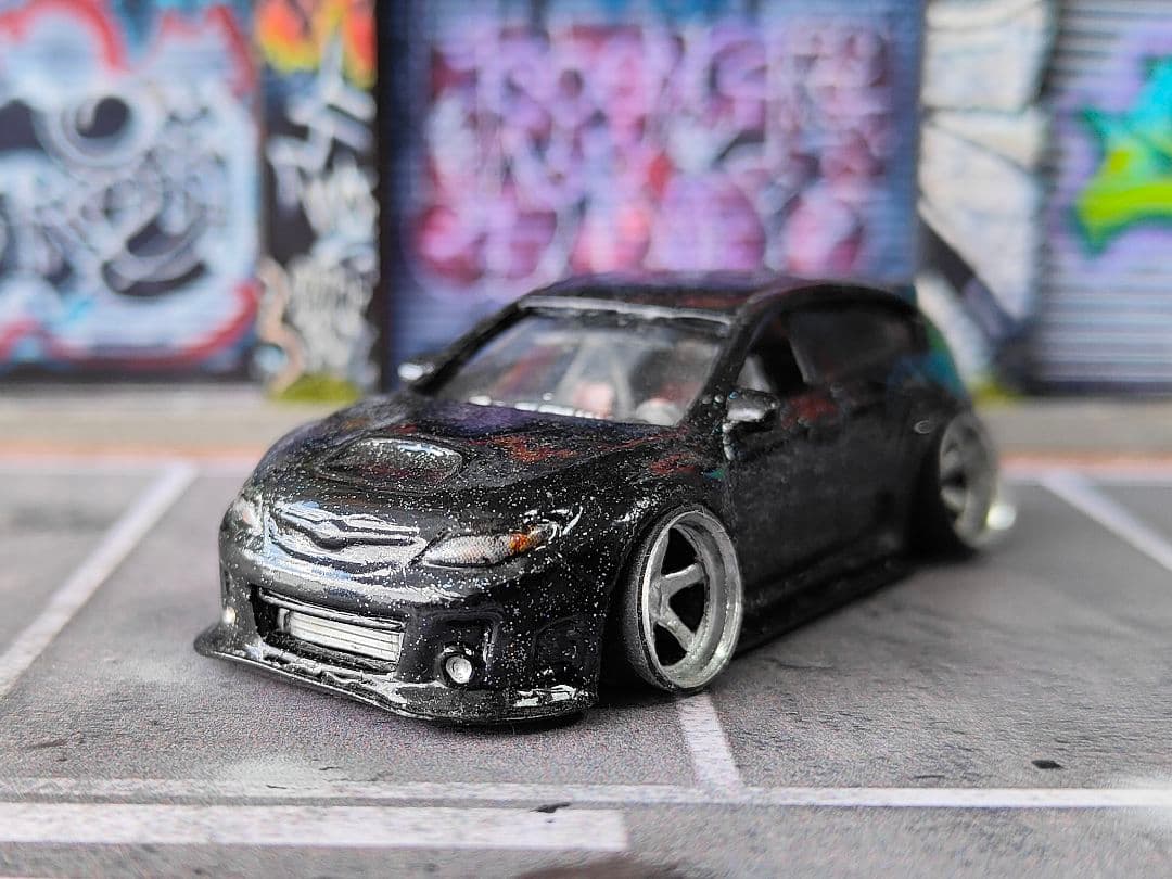 ホットウィールカスタム インプレッサ 7色ラメ フルエアロ☆深リム☆トミカ改造