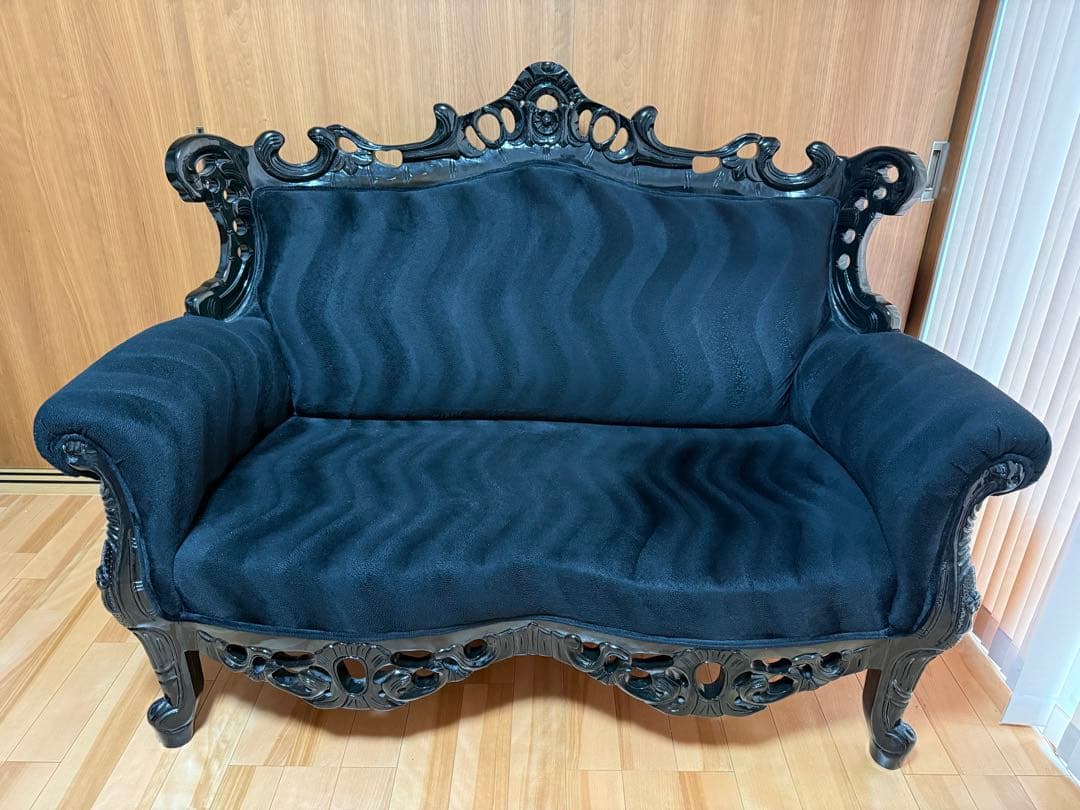 【希少】【美品】バロックスタイル 2人掛けソファ 黒