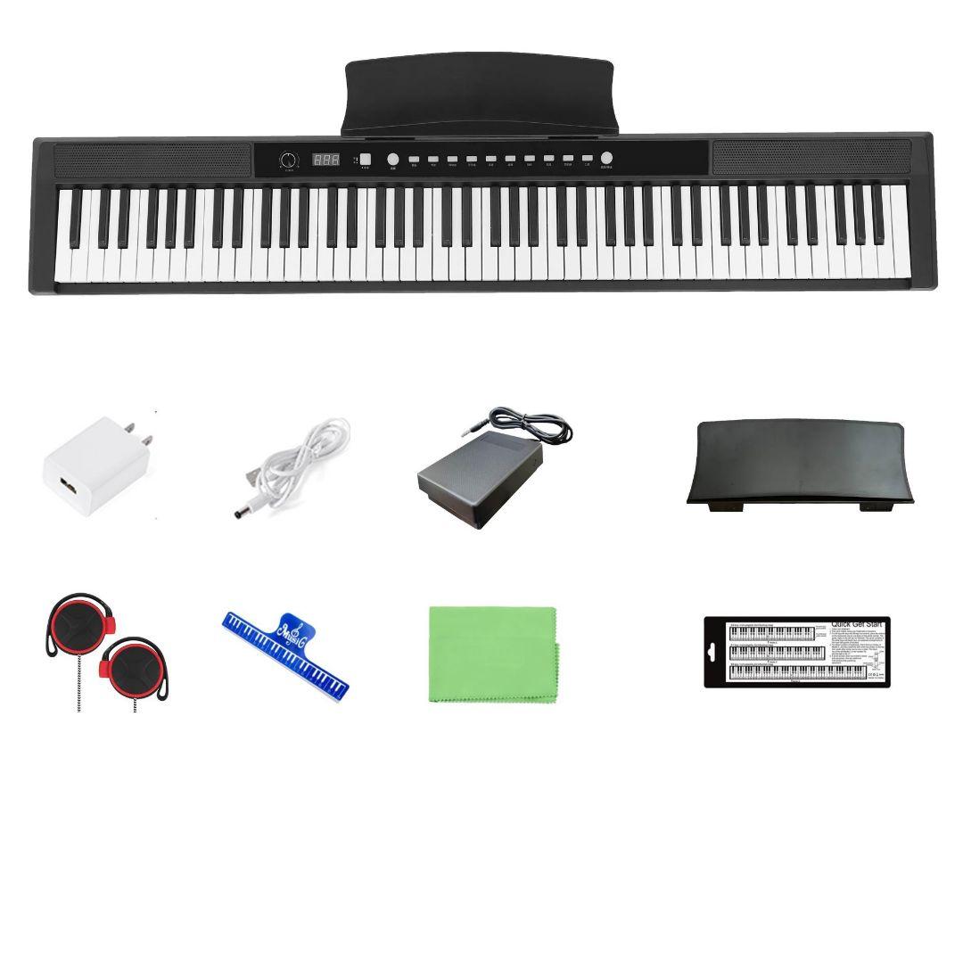 電子ピアノ 88鍵盤 日本語表記 軽量 ペダル 高音質 MIDI対応 譜面台