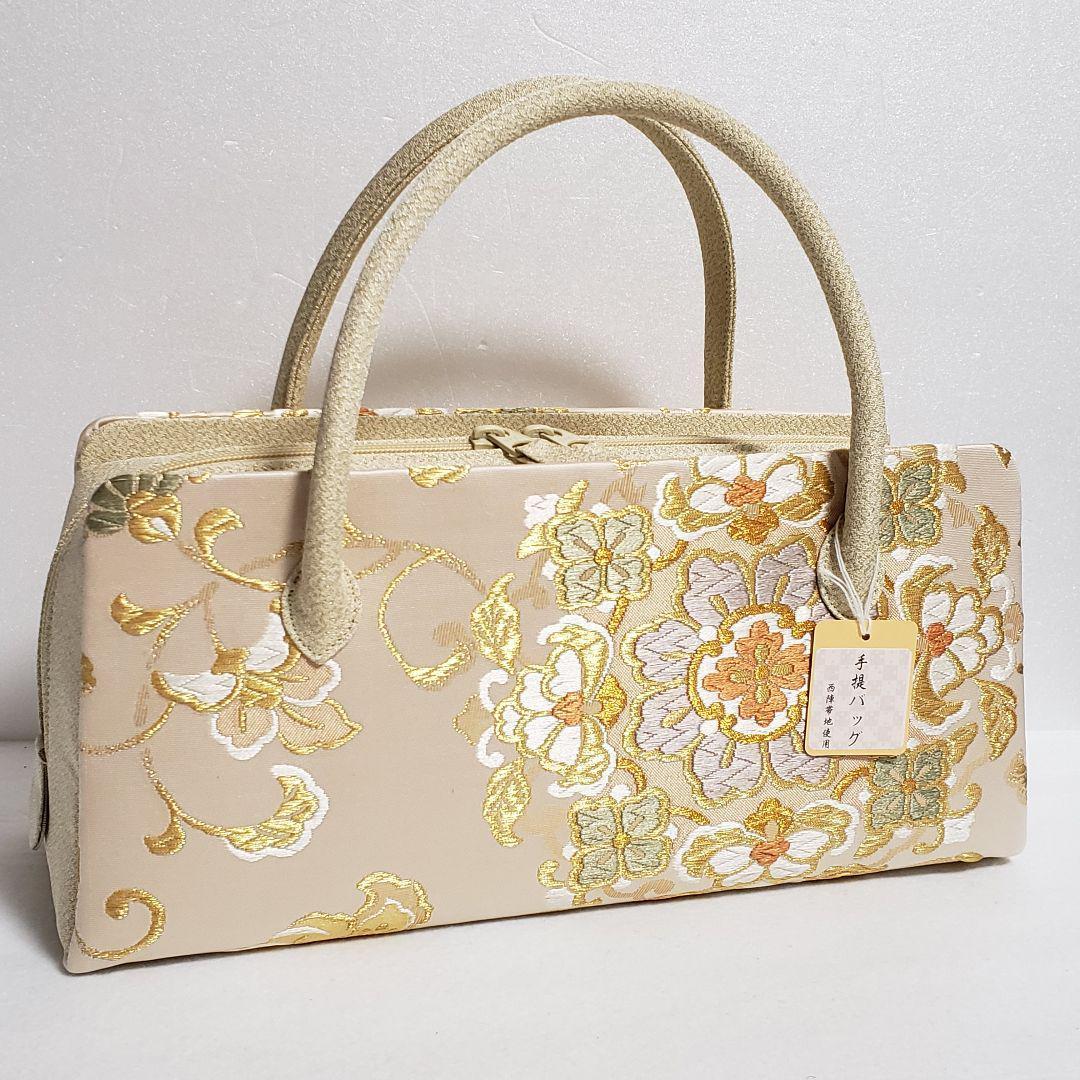 (3101)新品 正絹 利休バッグ 日本製 西陣織 帯地 和装用 あおりバッグ