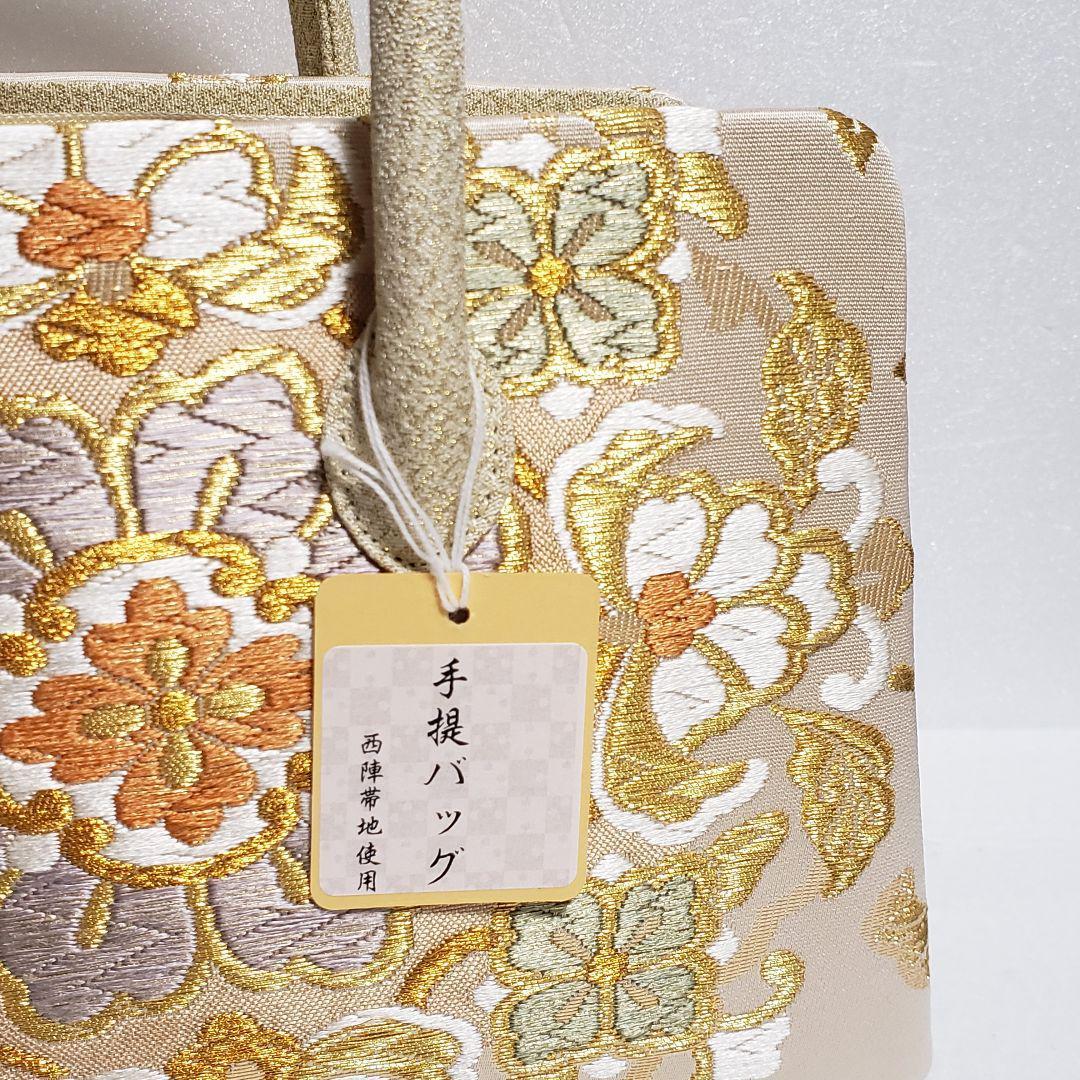 (3101)新品 正絹 利休バッグ 日本製 西陣織 帯地 和装用 あおりバッグ
