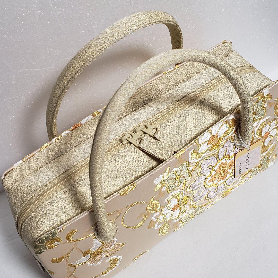 (3101)新品 正絹 利休バッグ 日本製 西陣織 帯地 和装用 あおりバッグ