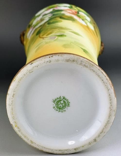 【超大型・訳アリ】オールドノリタケ 約３１．５㎝　花紋盛上げ花瓶 クレマチス