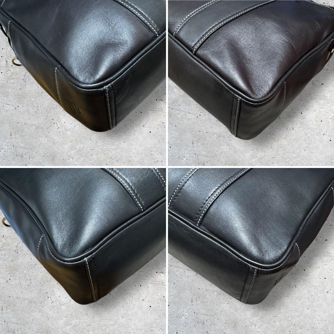 COACH コーチ 2way ブラック レザー ビジネスバッグ 肩掛け斜め掛け