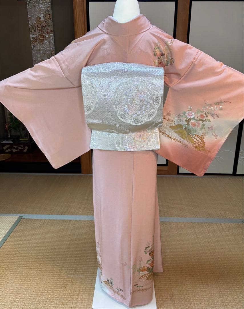 フォーマル4点フルセット 正絹訪問着　袋帯　帯締め帯揚げ