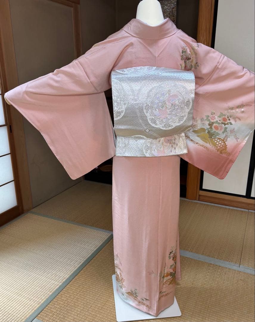 フォーマル4点フルセット 正絹訪問着　袋帯　帯締め帯揚げ