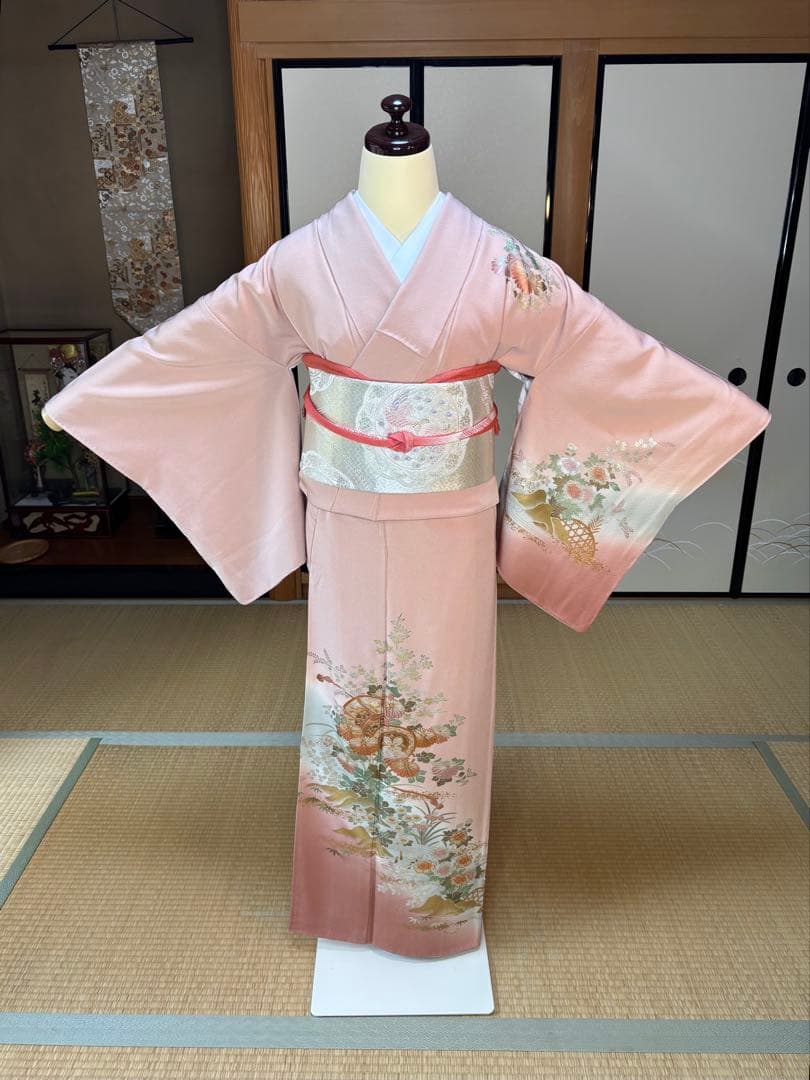 フォーマル4点フルセット 正絹訪問着　袋帯　帯締め帯揚げ