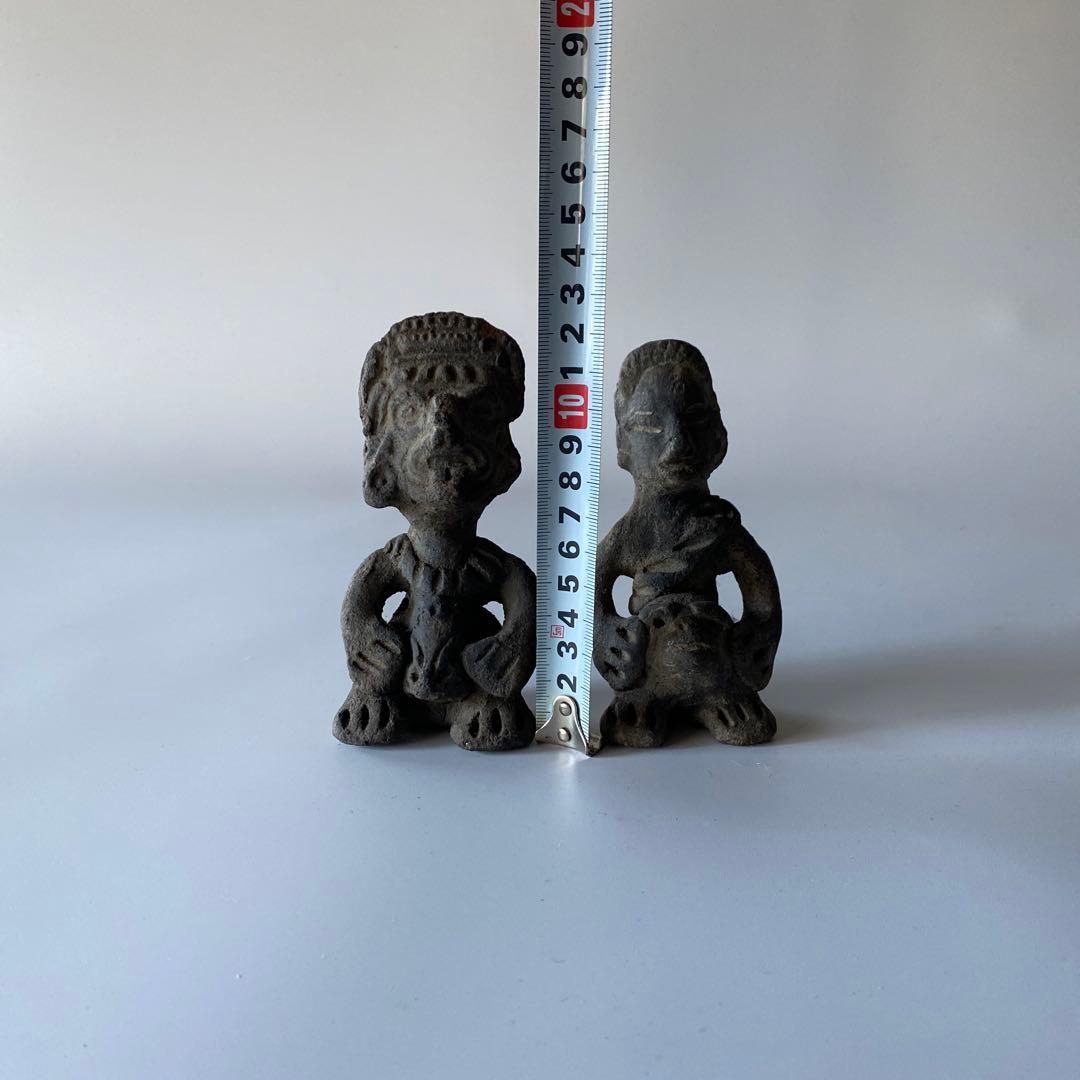 メキシコ 土製人物像 一対 プリミティブアート 中米系 土偶 人物像 ペア