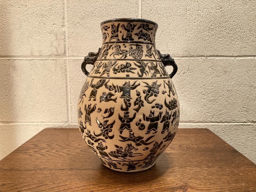 超希少・民藝☆ベトナム ビエンホア陶器／ヴィンテージ／フラワーベース／花瓶