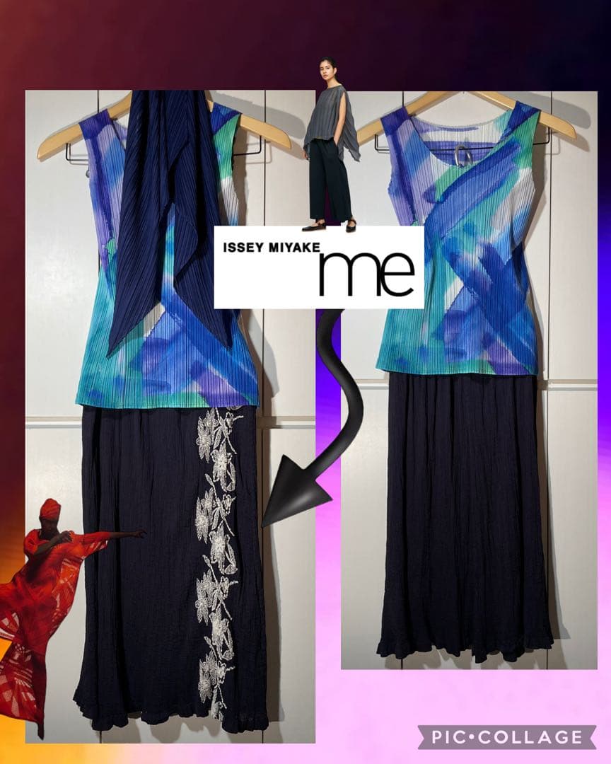 イッセイミヤケ 刺繍スカート 涼 me by issay miyak