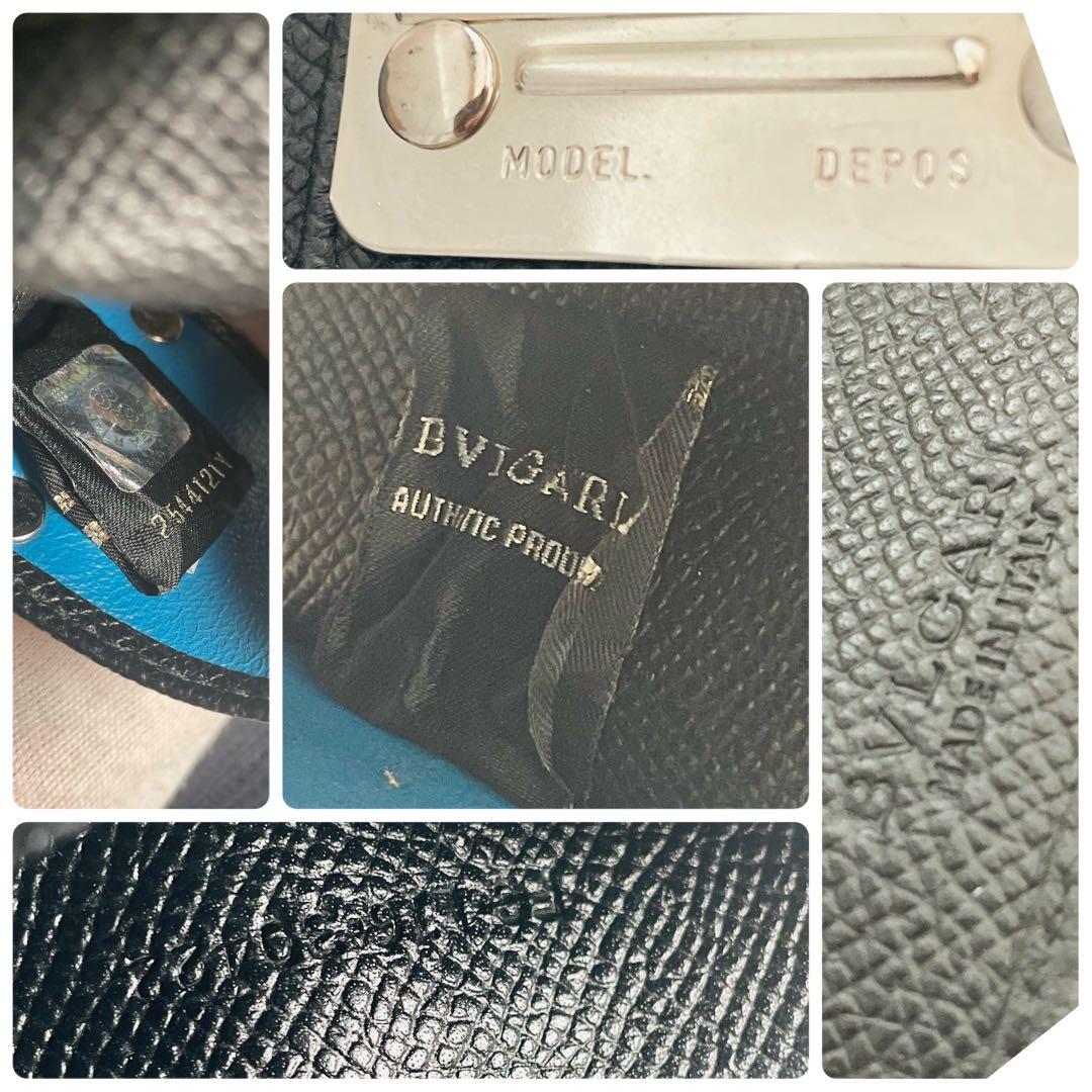 美品　ブルガリ　キーケース　ロゴクリップ　キーホルダー　レザー　黒