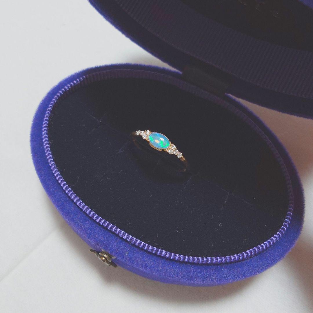 agete オパール&ダイヤモンドリング 9号