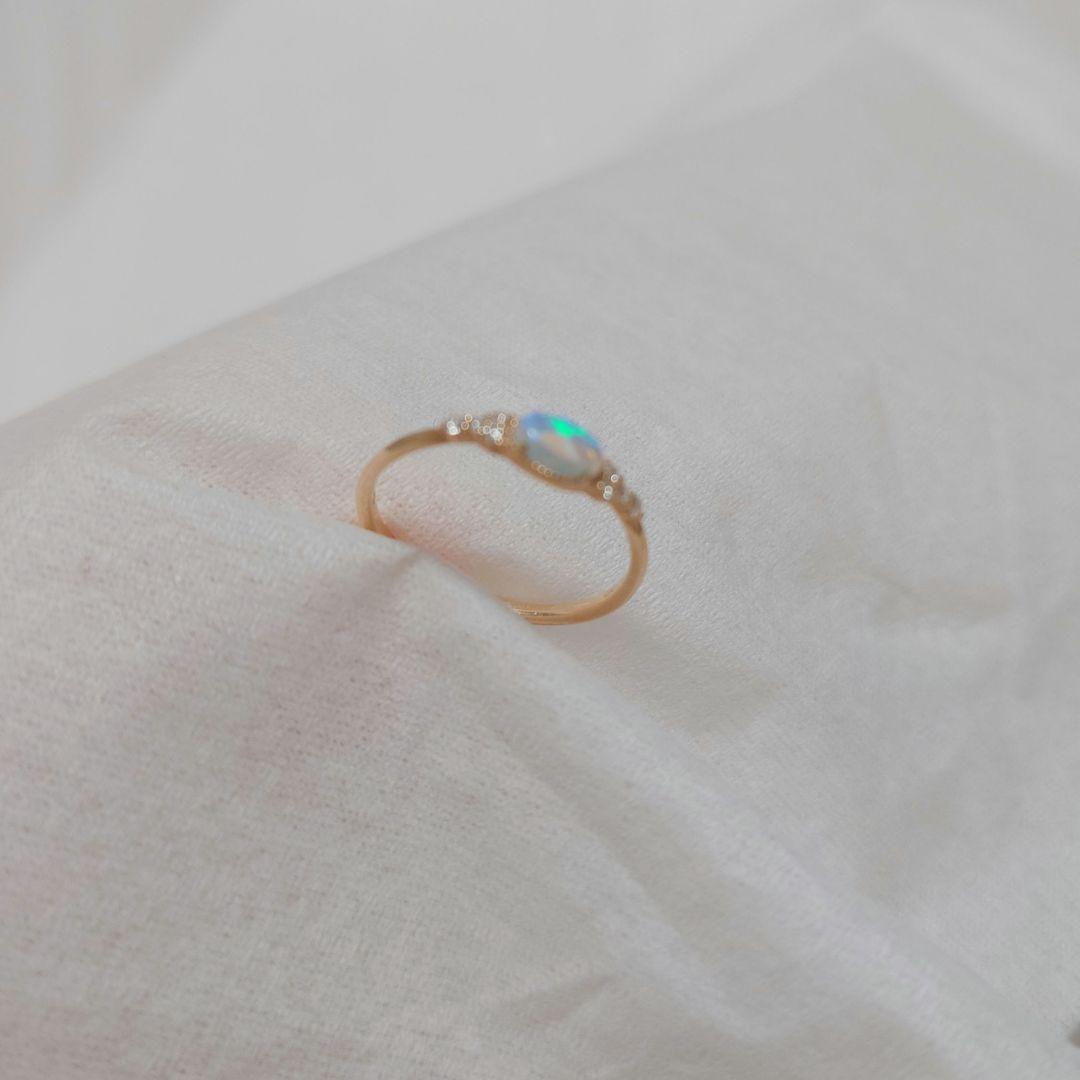 agete オパール&ダイヤモンドリング 9号