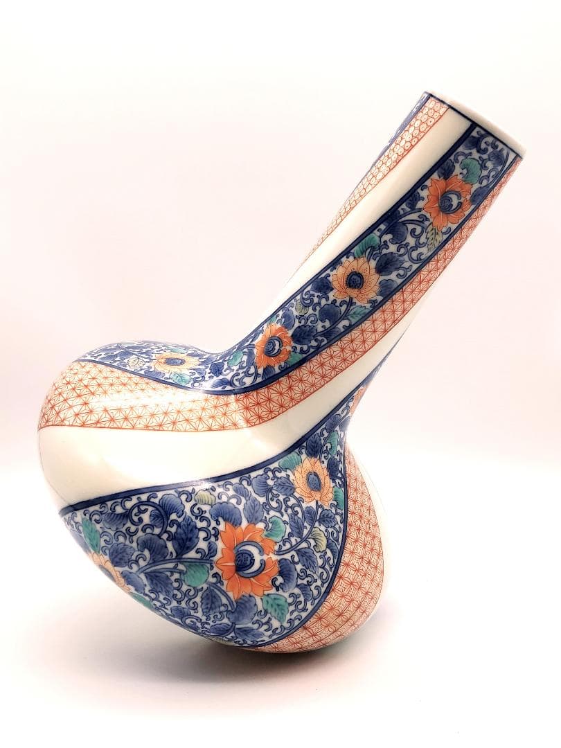 【 鍋島御庭焼 花生 】 捻り地紋 真正品　ご参考＠170万