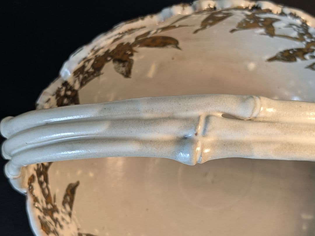 京焼 三浦竹泉 竹軒 倣仁阿弥道八翁造 乾山写雪笹画 手鉢 菓子器 二重箱