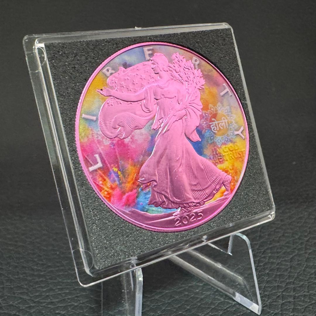 世界500枚 イーグル 銀貨 両面カラー ホーリー祭(豊作&世界平和)