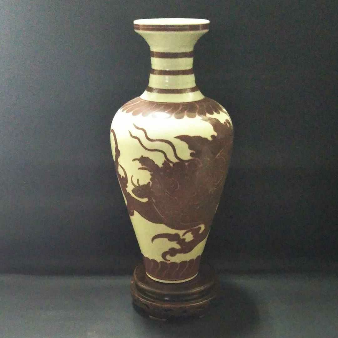 ※中国古美術/釉裏紅龍紋大瓶/