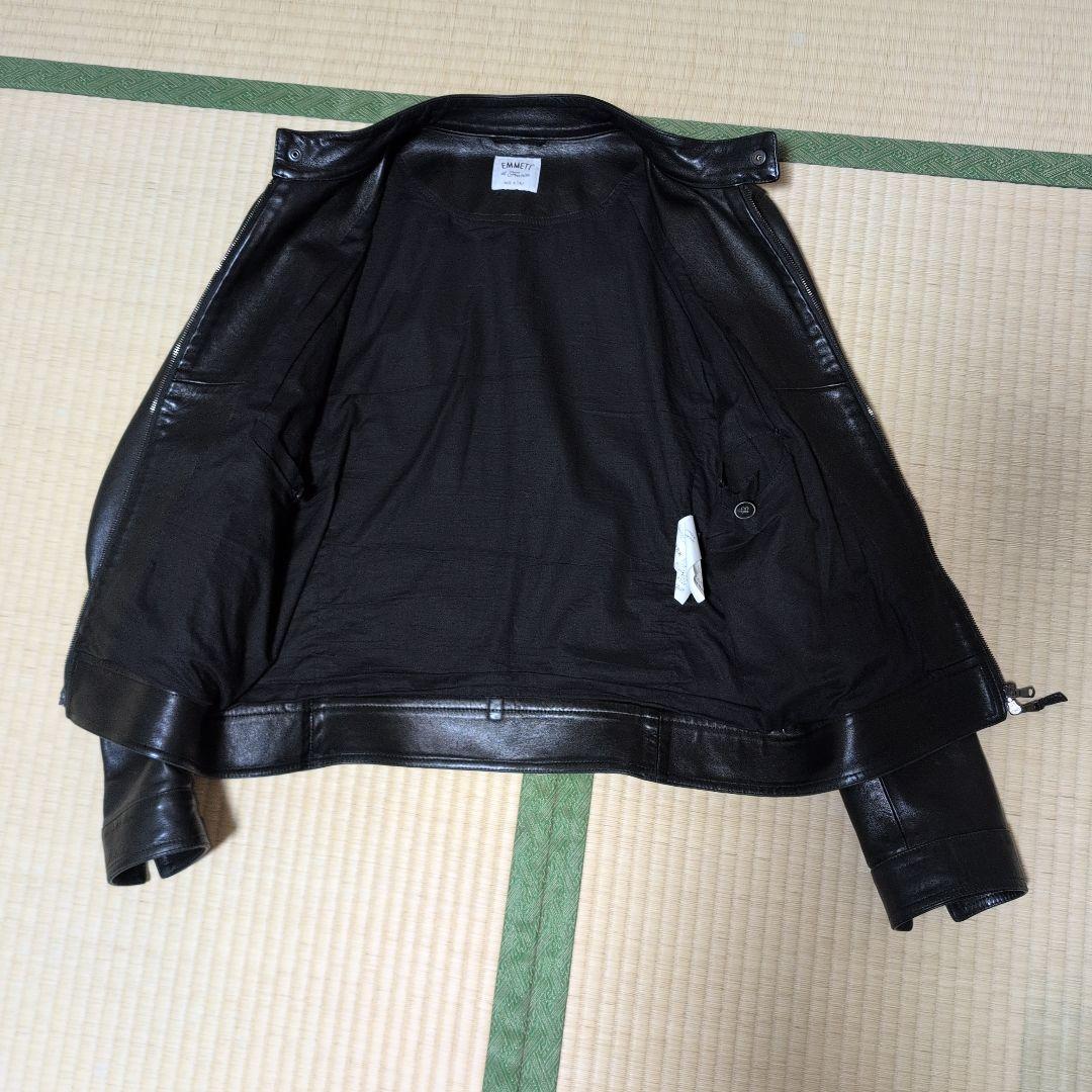 48サイズ EMMETI ラムレザー　シングル　ジャケット　黒　JURI