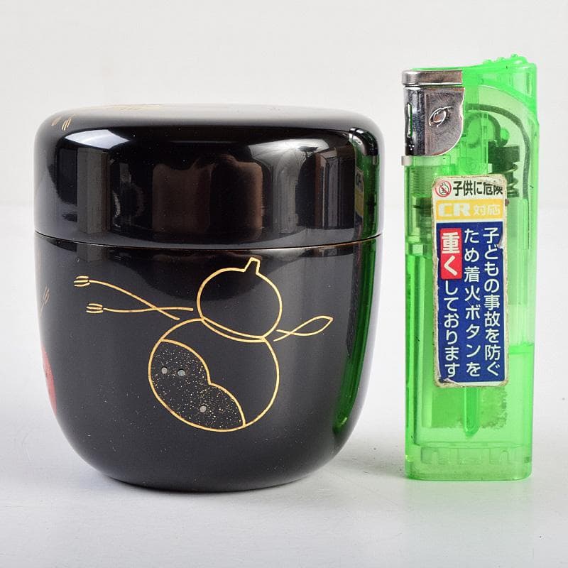 茶道具　越前蒔絵師　宮田宗景作　六瓢蒔絵　中棗　共箱　M　R9342