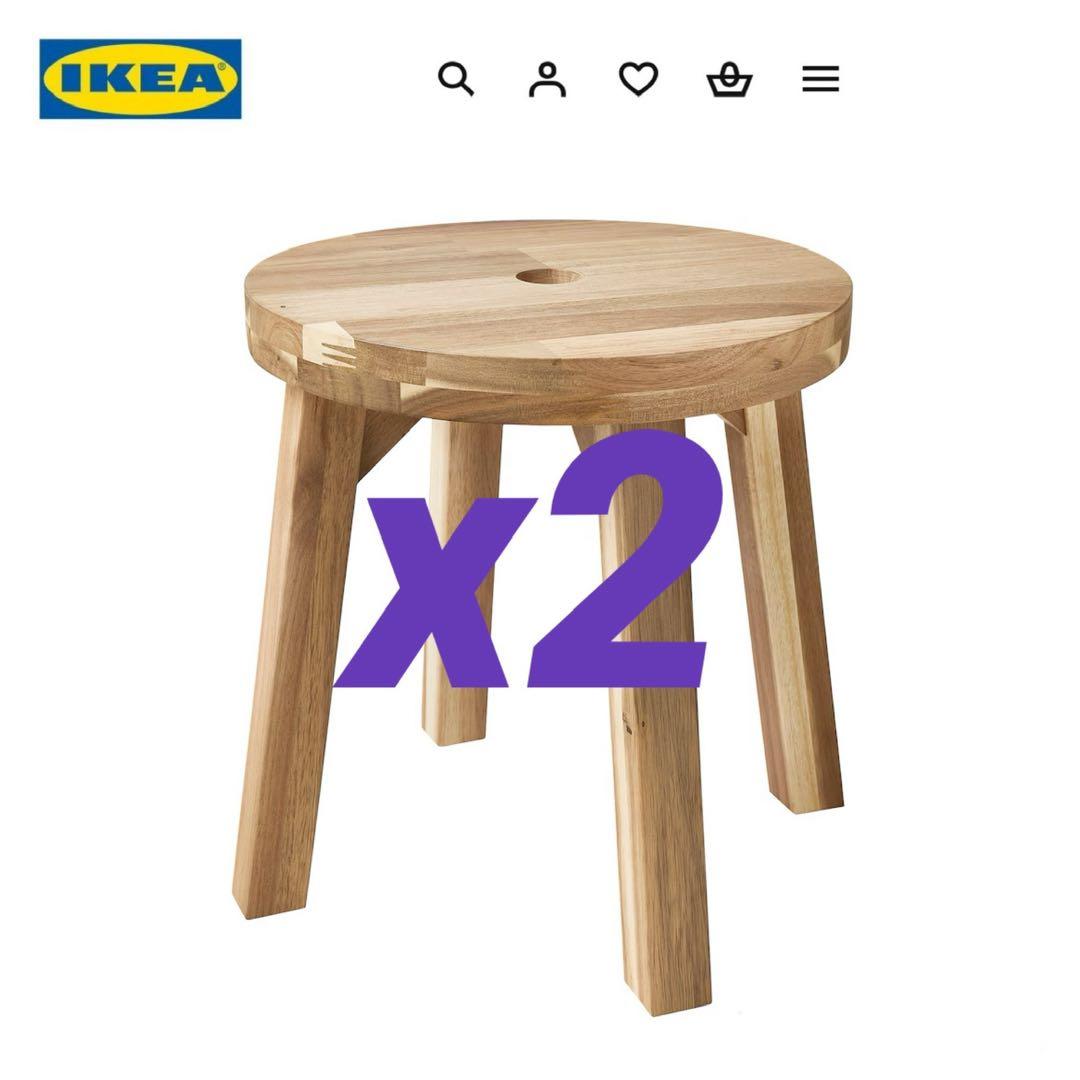 IKEA イケア　スコグスタ スツール　アカシア材　無垢材 2台セット