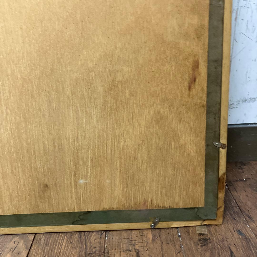 昭和レトロ 商店街街並み 風景画 油絵 油彩画 絵画 額装 木製 額縁 繁華街