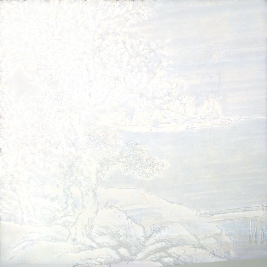 平井顕斎　書画　掛軸　『寒江釣雪』　一幅　木箱入り　骨董品