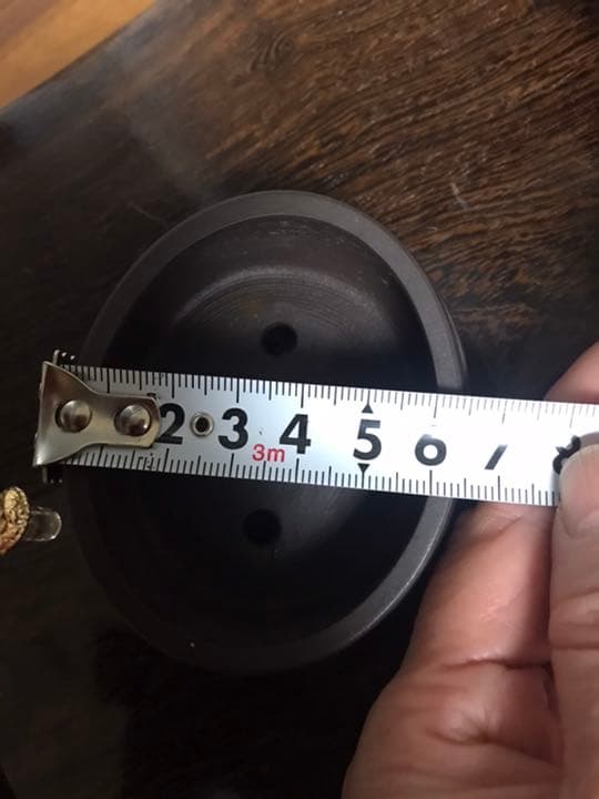 盆栽鉢　時代ミニ盆栽鉢中国宜興梨皮長方鉢楕円鉢2個セット小品盆栽鉢