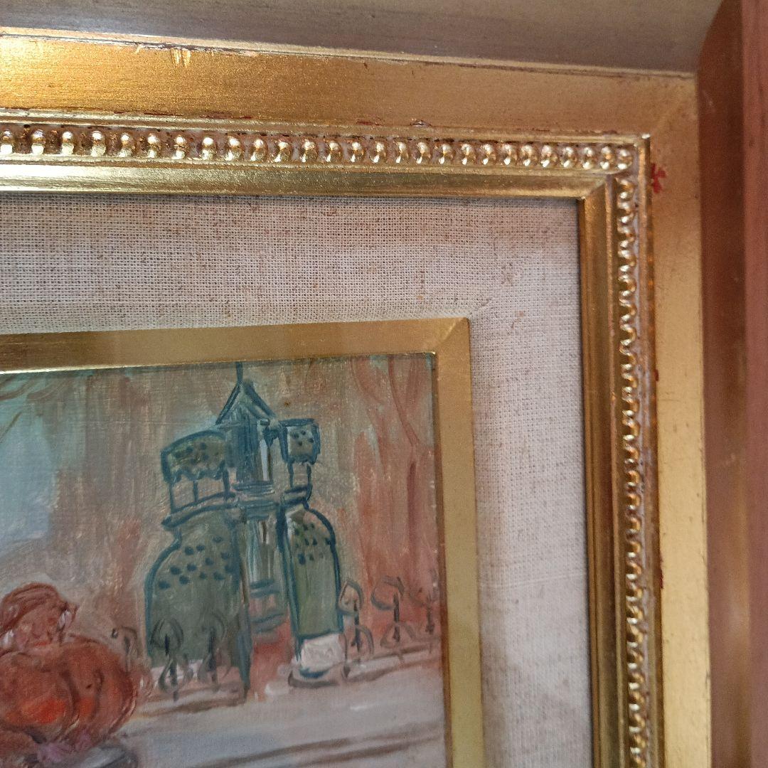 絵画　油彩　Shindo Mori　パリ風景　冬の公園　P1 森真道 S