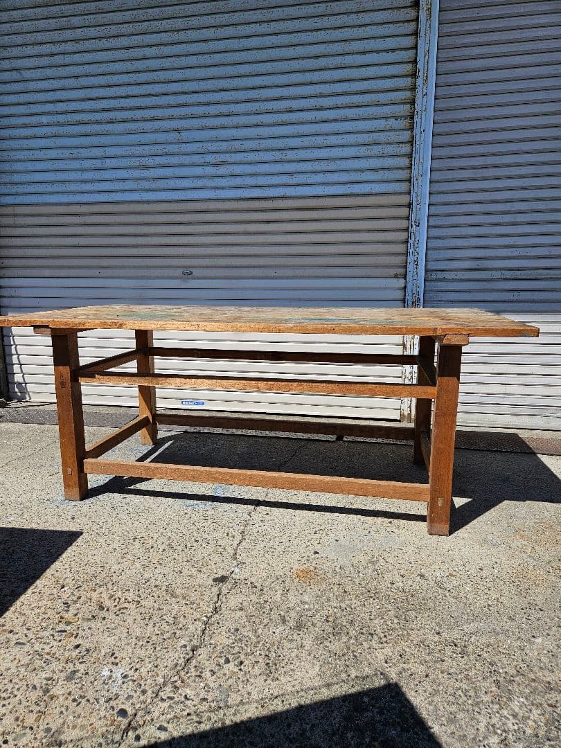 日本のアンティーク 木製の作業台 図工室 学校 ディスプレイ ワークテーブル