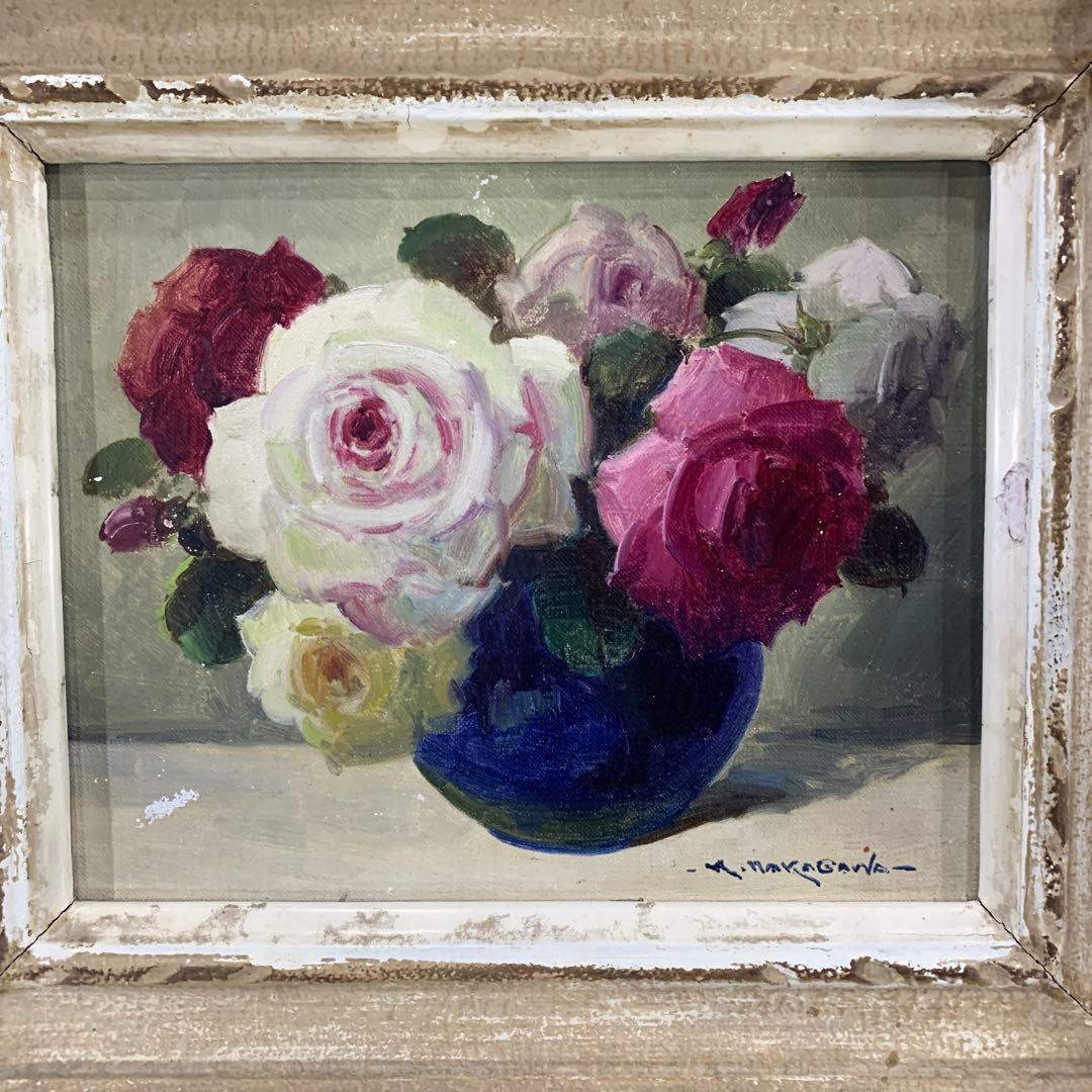 花瓶のバラ 油彩画