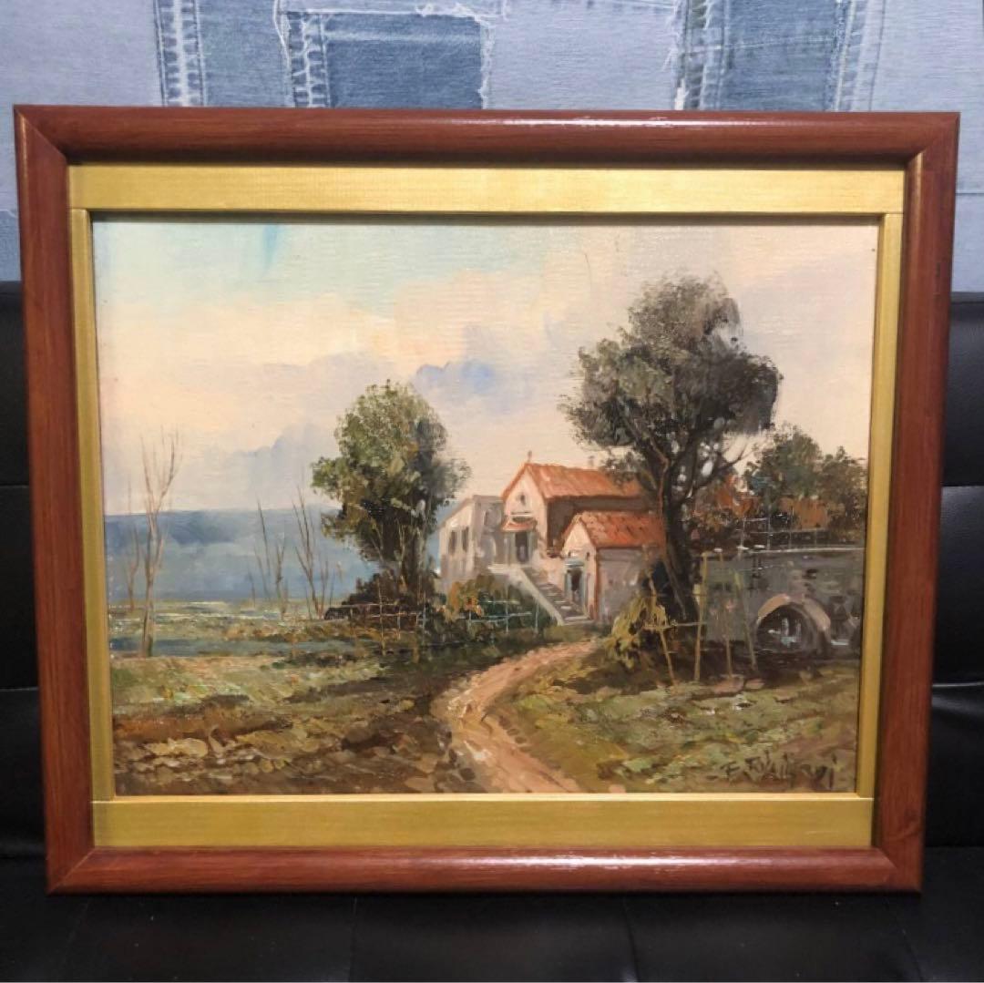 油彩画　E・RICCIARDI　リッチャルディ作品　LANDSCAPE　風景画