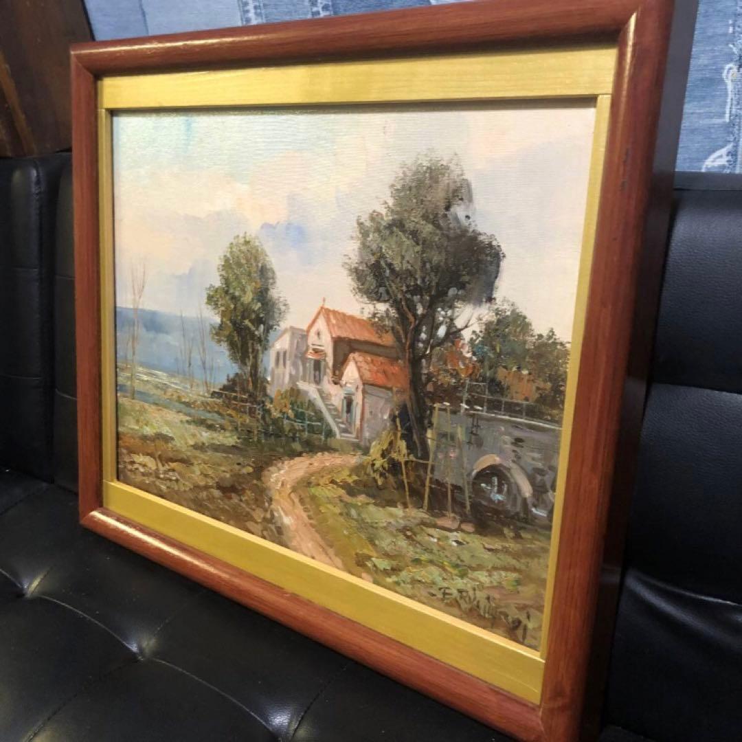 油彩画　E・RICCIARDI　リッチャルディ作品　LANDSCAPE　風景画