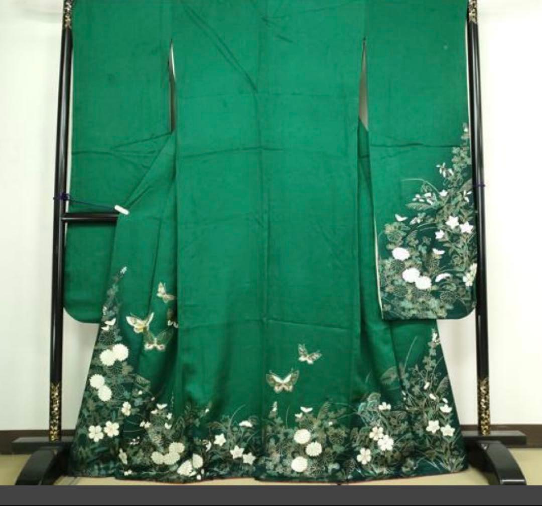 振袖 フルセット6点サイズM〜Ｌ花蝶文　金銀彩　正絹