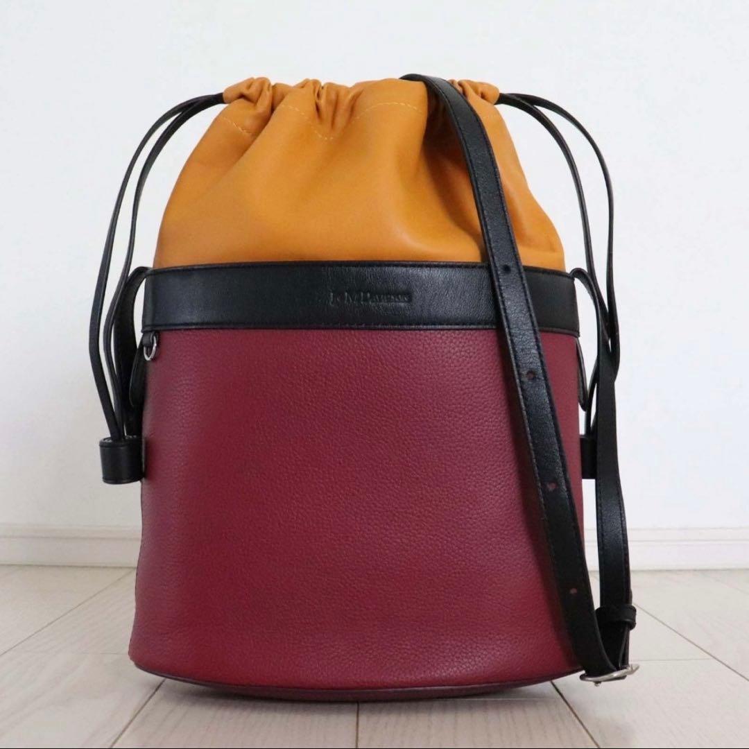 美品 J&M DAVIDSON カーニバル 巾着 レザー ショルダー バッグ