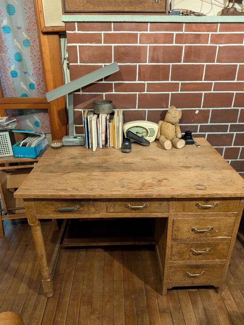 ヴィンテージ　アンティーク片袖机　ワークデスク