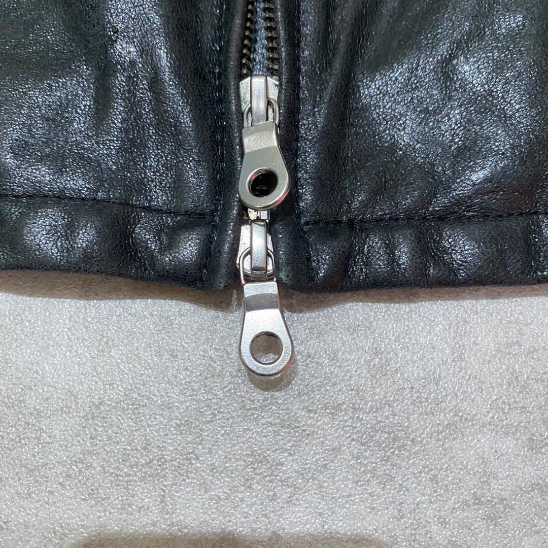 vintage ギミック ダブルジップ 牛革 シングルライダースジャケット 黒