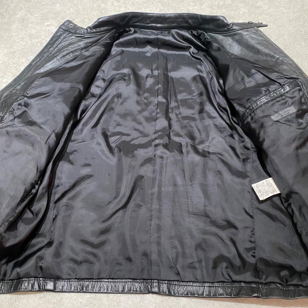 vintage ギミック ダブルジップ 牛革 シングルライダースジャケット 黒