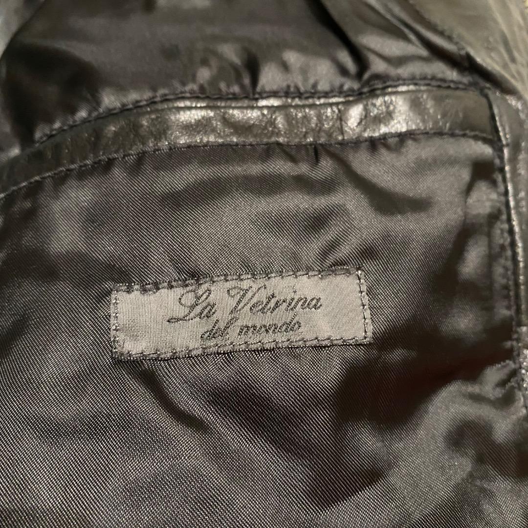 vintage ギミック ダブルジップ 牛革 シングルライダースジャケット 黒