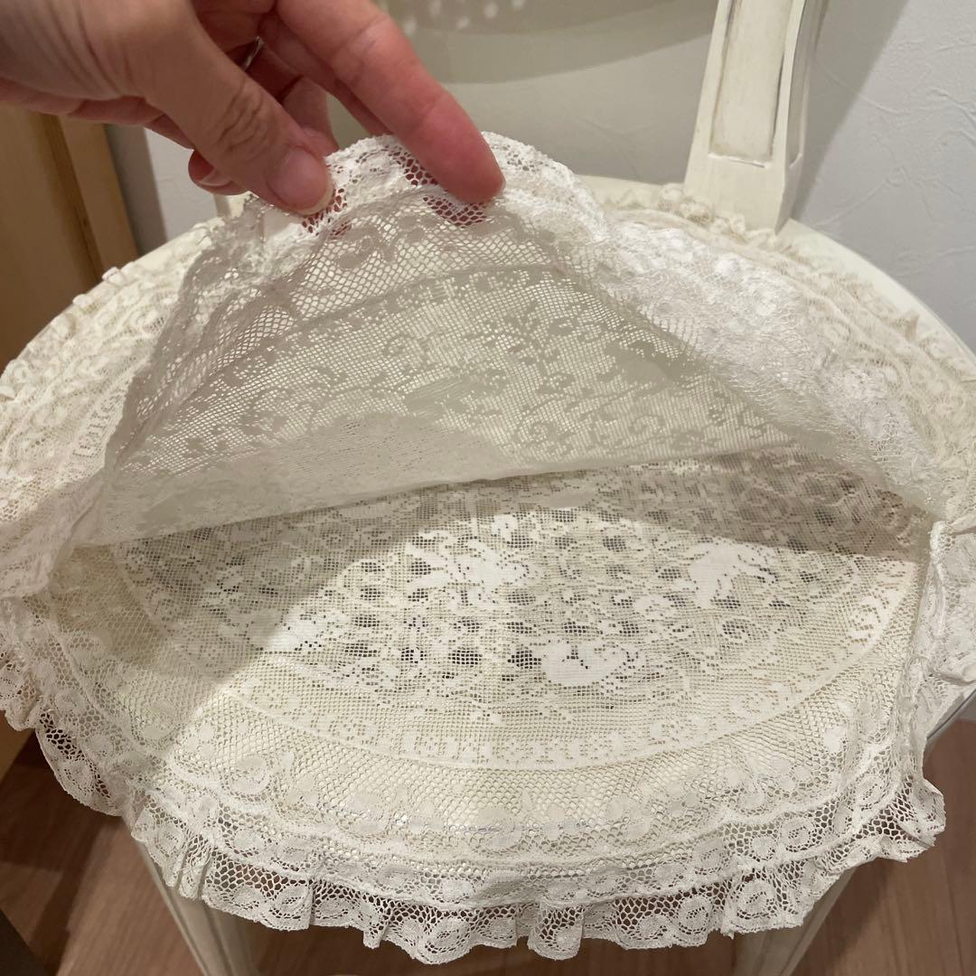 フランスアンティーク　天使　レースクッションカバー