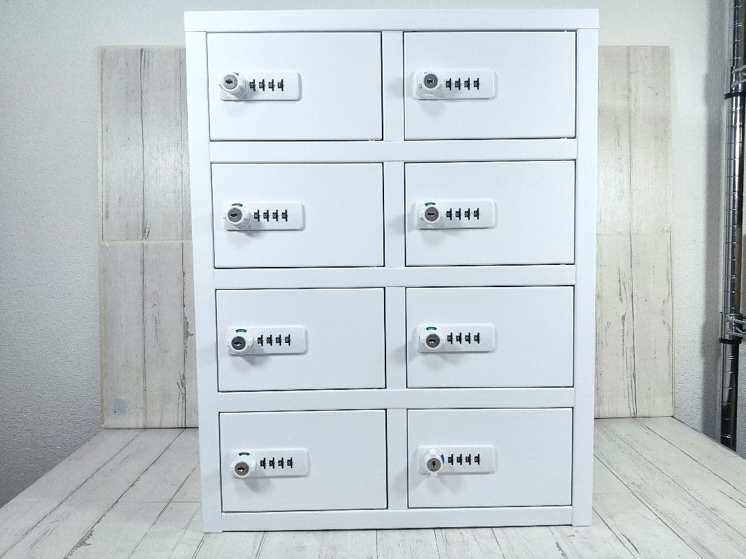 ★Nsafe エヌセーフ 貴重品ロッカー 保管用 2列4段8人用 小物入れ