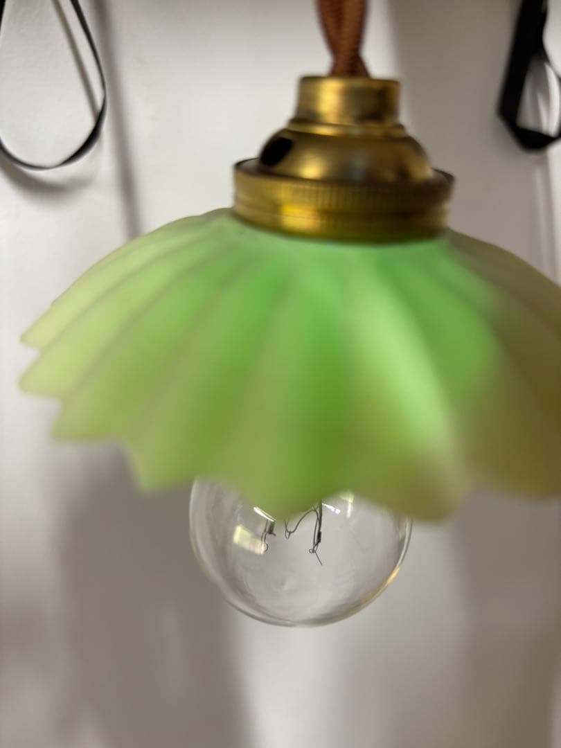 レア！カスタード　サテン　ウランガラス　アトリエランプ　シェード　アンティーク