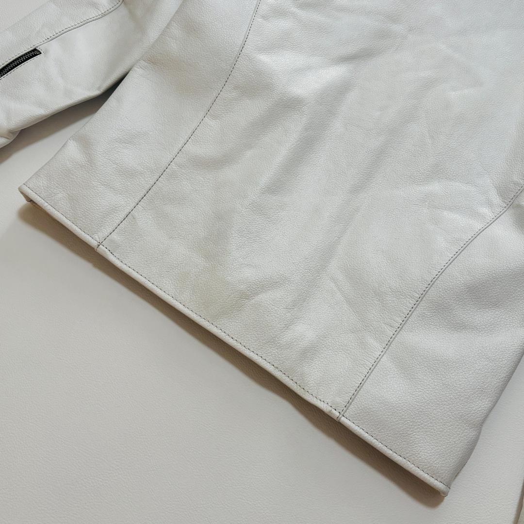 FREEDOM ライダースジャケット バッファローレザー シボ革 M ホワイト