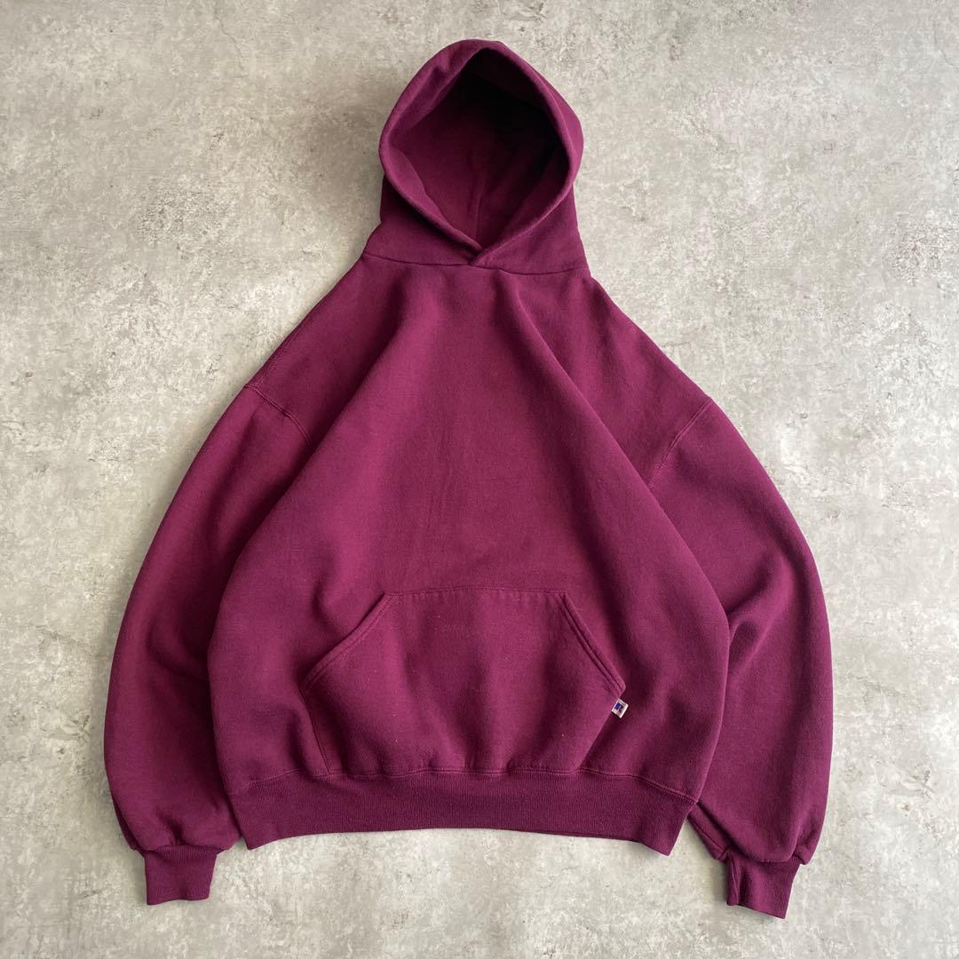 レアカラー 90s ラッセル 無地 パーカー USA製 グレープ XL