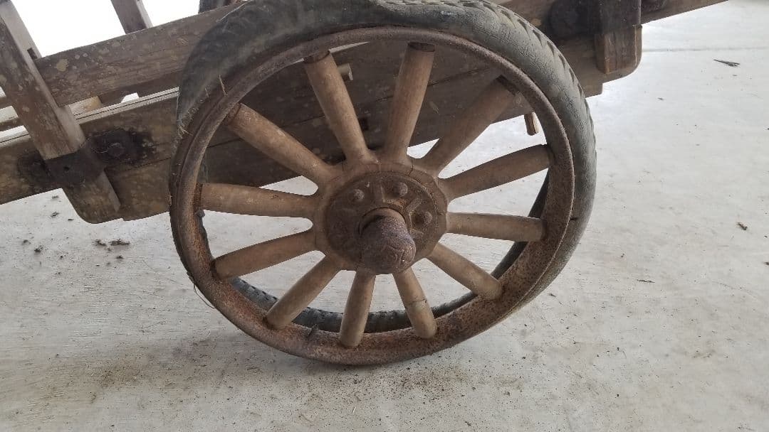 極希少品　文化遺産　美術工芸品　大型　大八車　貴重ナンバー付　大正～昭和　引取