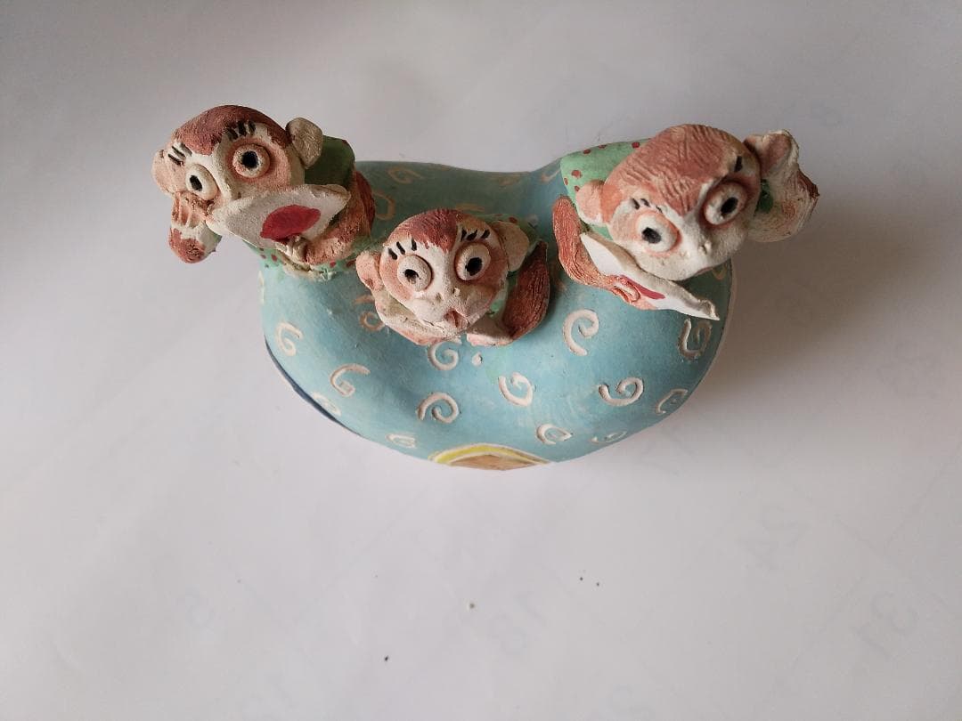 「 干支置物 申 申年 」 猿 さる 陶芸作家 前田晶子 作です。