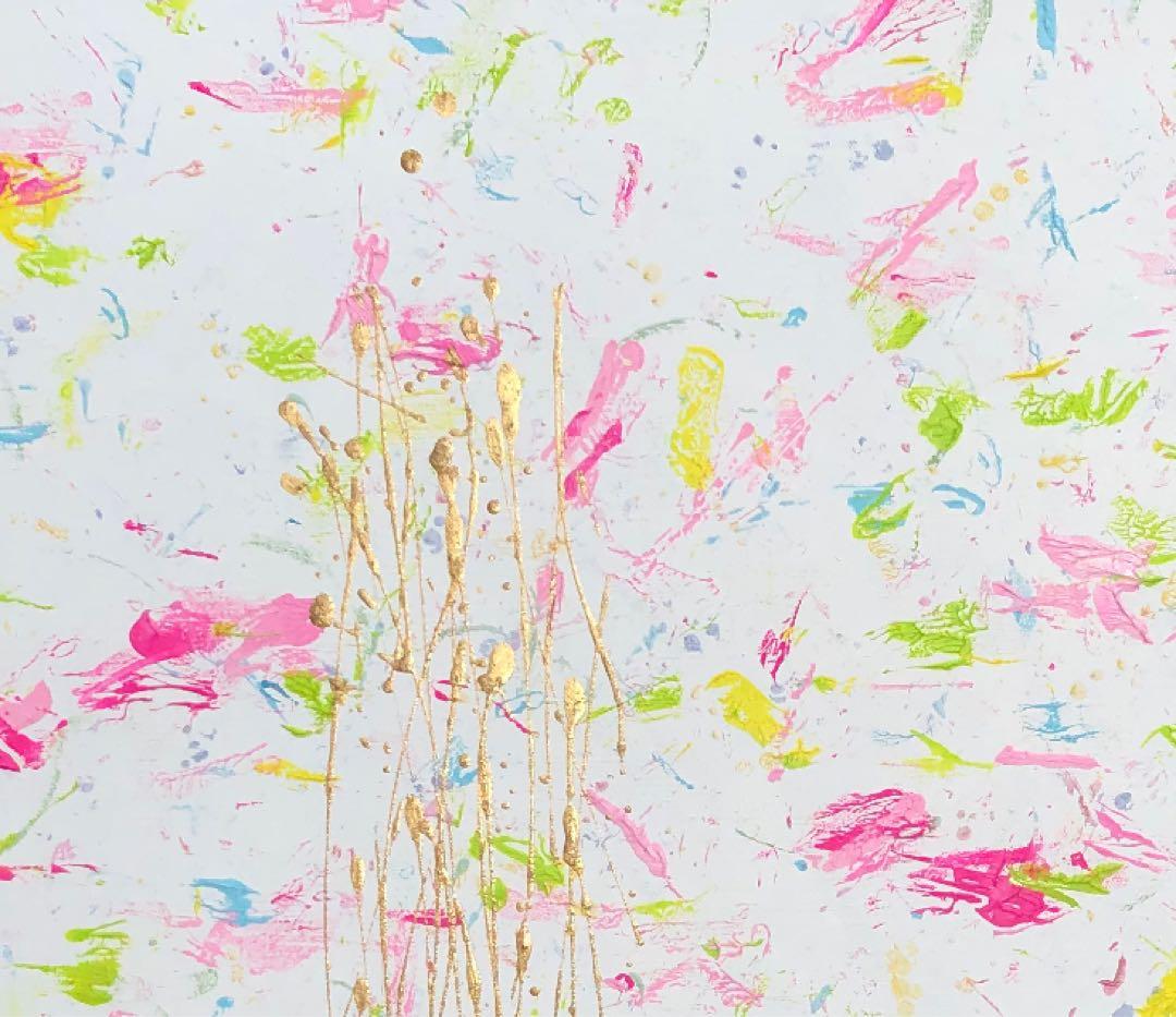 【Risbonum☆】油絵　原画　抽象画　北欧　春　花　ピンク　F12