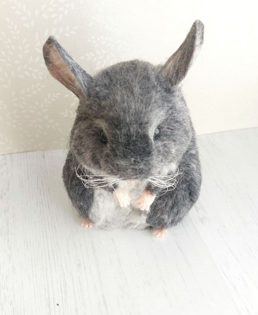 羊毛フェルト　チンチラ(グレー)