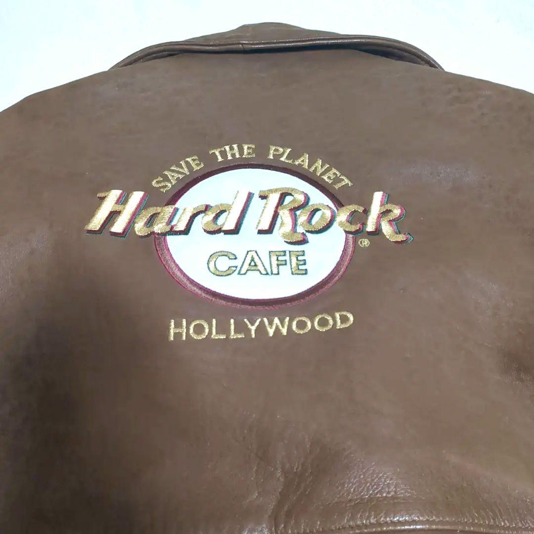 Hard Rock Cafe 革ジャン　L　Hollywood刺繍90ｓブラウン
