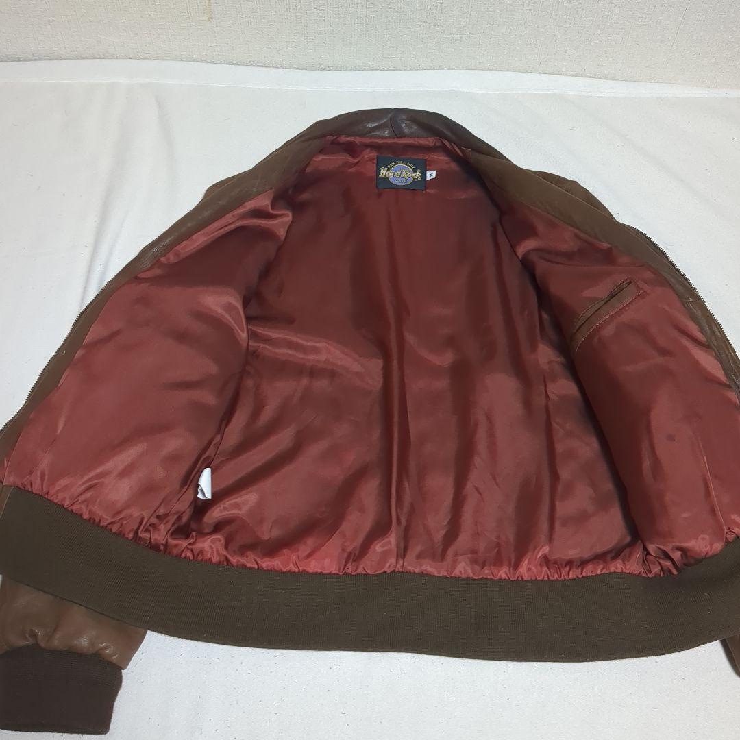 Hard Rock Cafe 革ジャン　L　Hollywood刺繍90ｓブラウン